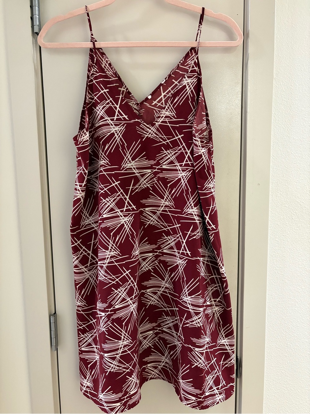 Nordstrom Maroon and White Abstract Print Slip Dress